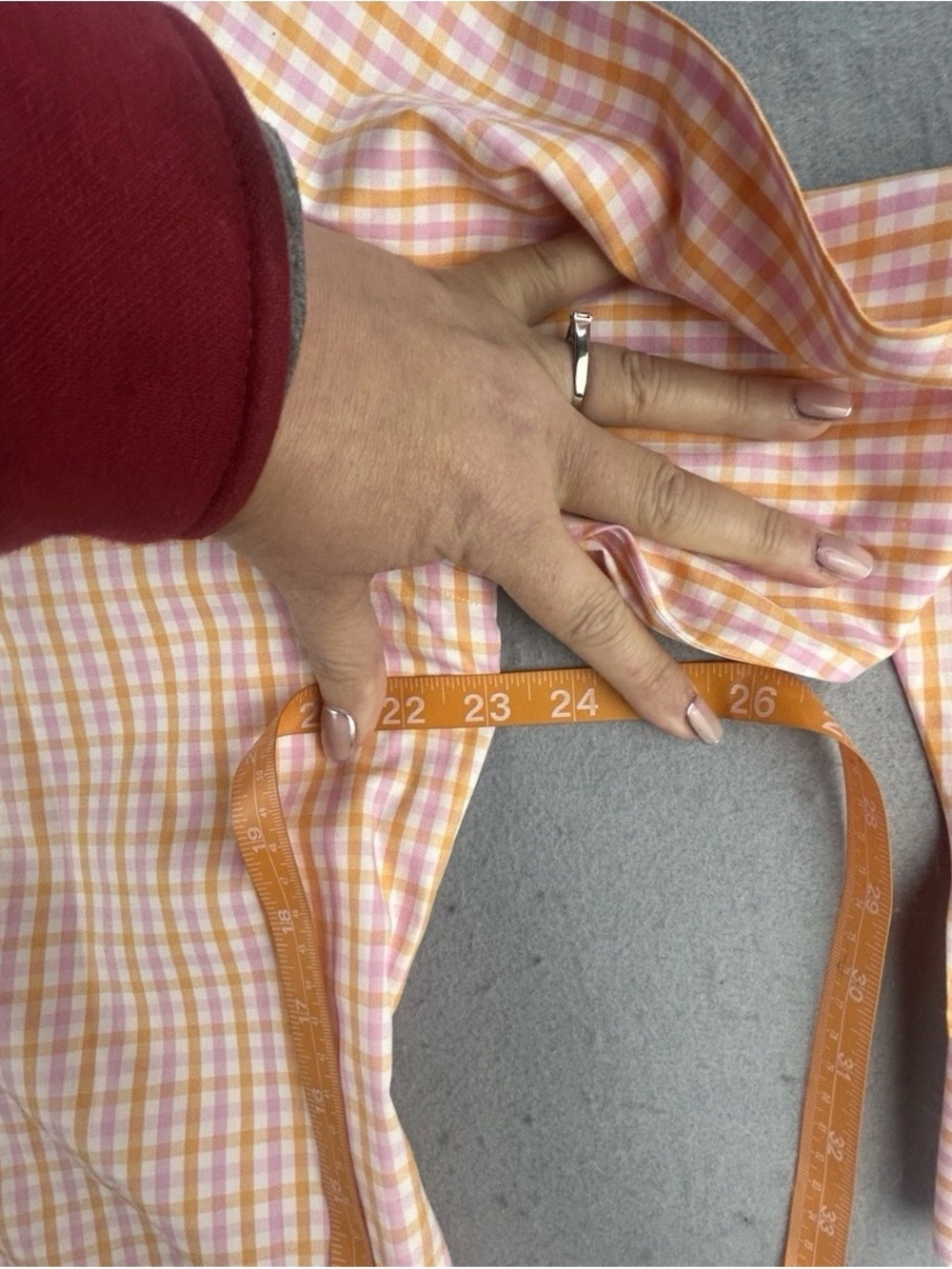 Lands End Women's Shirt Size Plus 16 Orange Gingham Cotton Button Preppy Spring - Picture 4 of 7